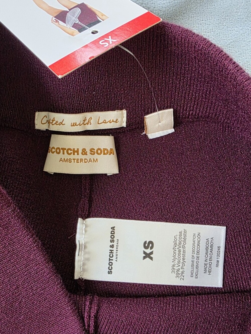 Scotch & Soda NWT Burgundy Knit Sweater Shorts XS High Rise Pull On MSRP $98 - Picture 3 of 6